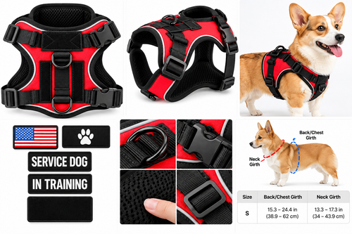 Adjustable Reflective Dog Vest Harness with Removable Patches