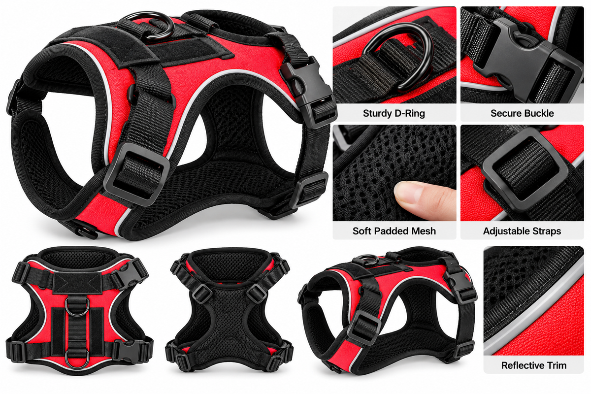 Adjustable Reflective Dog Vest Harness with Removable Patches