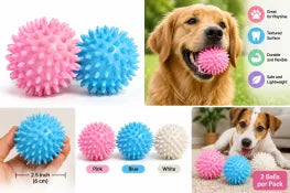 Spiky Dog Chew Balls – 2-Pack, Textured Pet Play Toys
