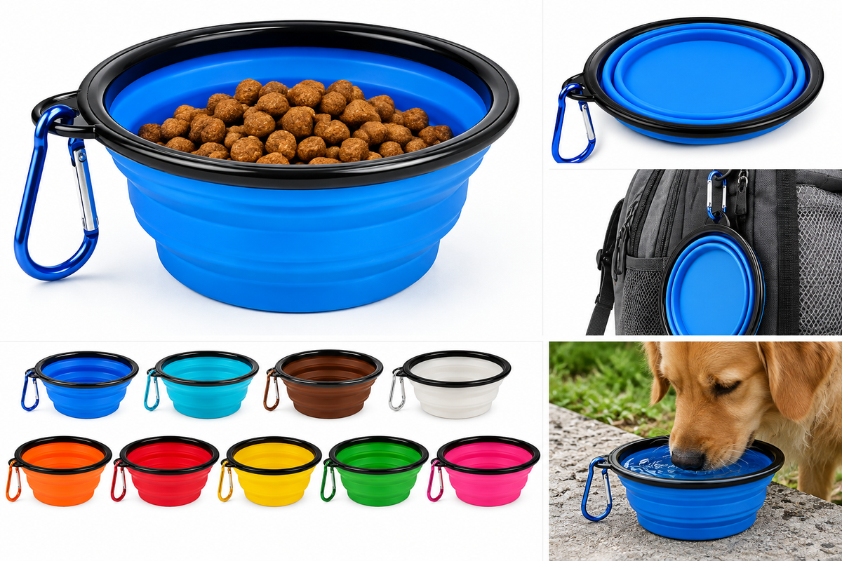 2-Pack Collapsible Silicone Pet Bowls – Portable Travel Bowls for Dogs & Cats