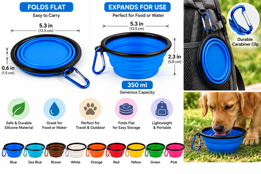 2-Pack Collapsible Silicone Pet Bowls – Portable Travel Bowls for Dogs & Cats