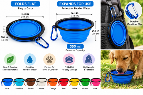 2-Pack Collapsible Silicone Pet Bowls – Portable Travel Bowls for Dogs & Cats