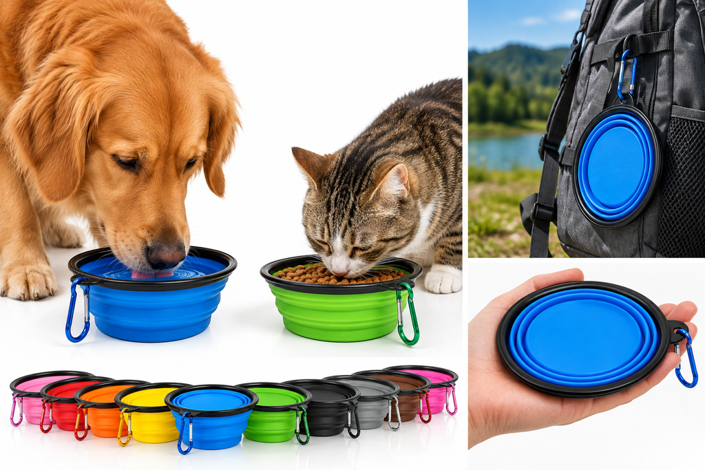 2-Pack Collapsible Silicone Pet Bowls – Portable Travel Bowls for Dogs & Cats